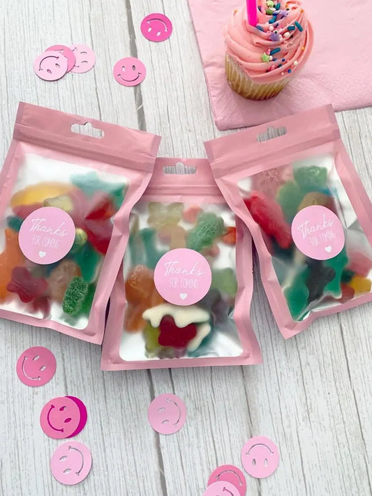 Gummy Candy Mini Pouches, Kids Birthday Party Favors, Thank You Treats, Goodie Bags, Candy Buffet Snacks, Gummies, Pink Bag Mix